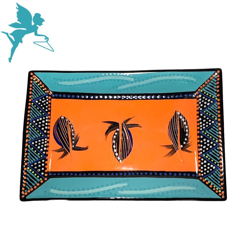NOMBULELO MKIVA South African Hand Painted Ceramic Slipware Rectangular …
